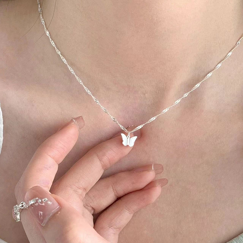 Birth Flower Necklace - New 925 Sterling Silver Butterfly Necklace